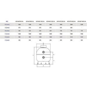 Габаритные размеры фильтра Hayward HCFA40752LVA ARTIC AK34-1050.B