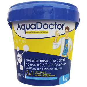 Аквадоктор 3 в 1 длительный хлор MC-T 1 кг (таблетки по 200 г, AquaDoctor)