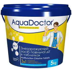 Аквадоктор 3 в 1 длительный хлор MC-T 5 кг для бассейна (таблетки по 200 г, AquaDoctor) 