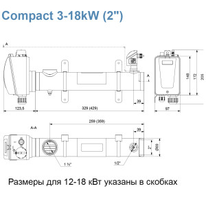 Проточный электронагреватель для бассейна Pahlen compact 11F30 3 кВт (13981403)